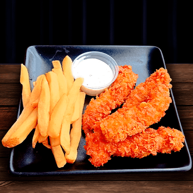 4 Tiras Crispy con Papas Francesa