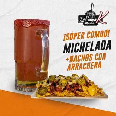 Nachos con Arrachera + Michelada(1.2l)
