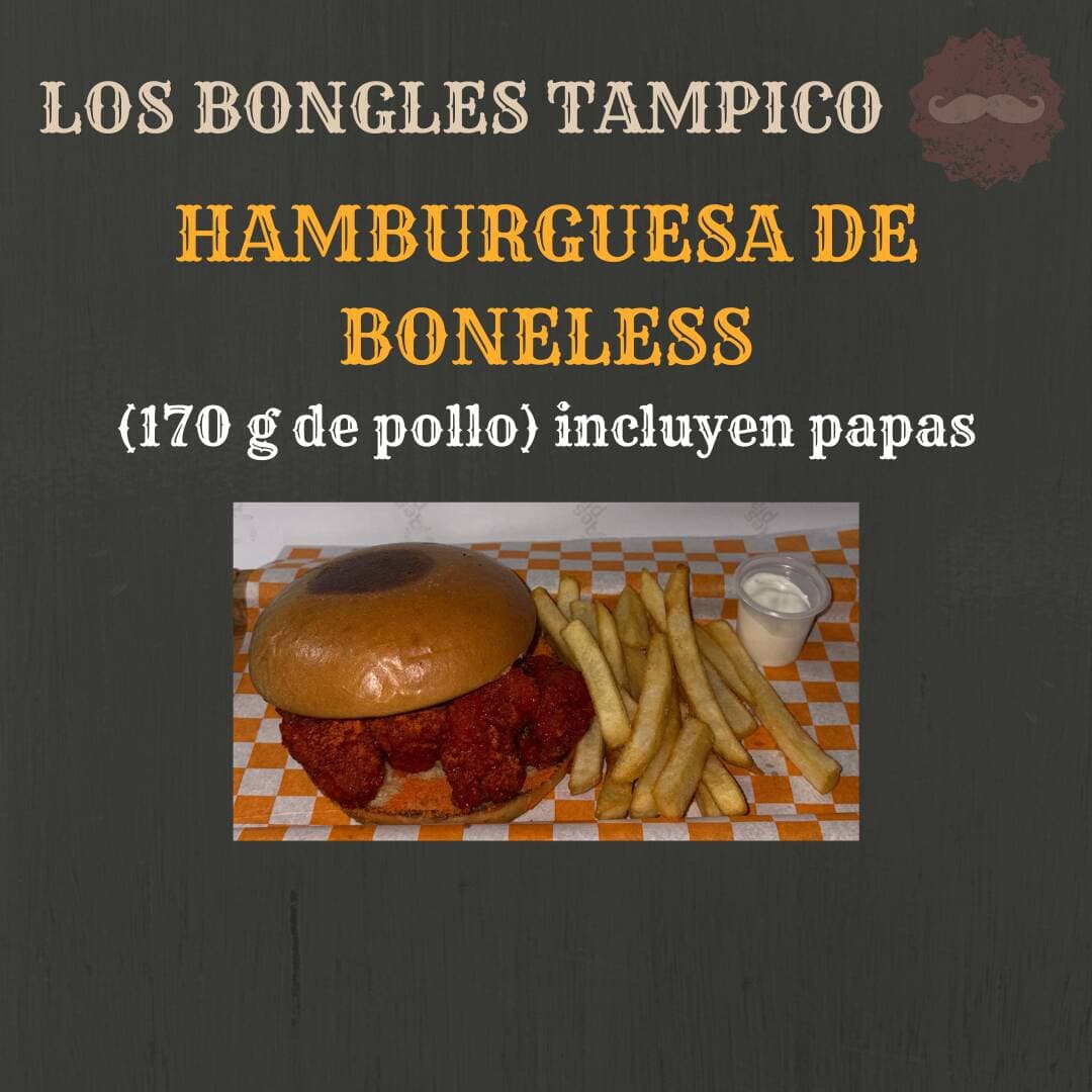 HAMBURGUESA DE BONELESS BBQ (170 G) CON PAPAS