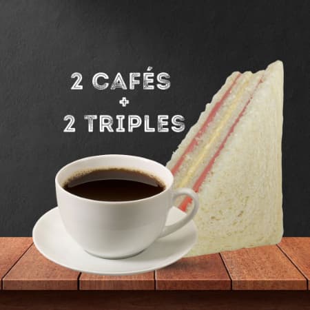 2 Sadnwich + 2 cafés americanos de 12oz