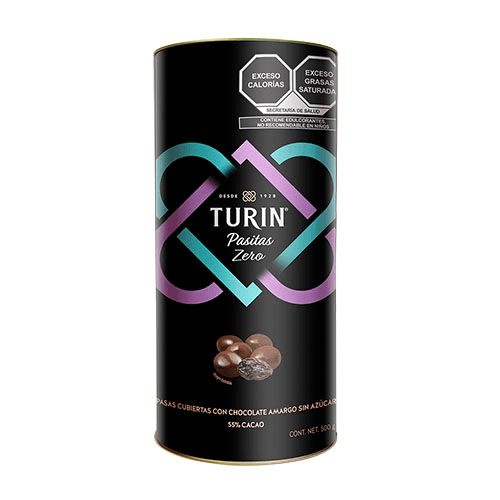 Turin Zero Pasitas Chocolates Sin Azúcar 500 G