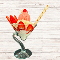 Fresas con Crema y Helado de Vainilla