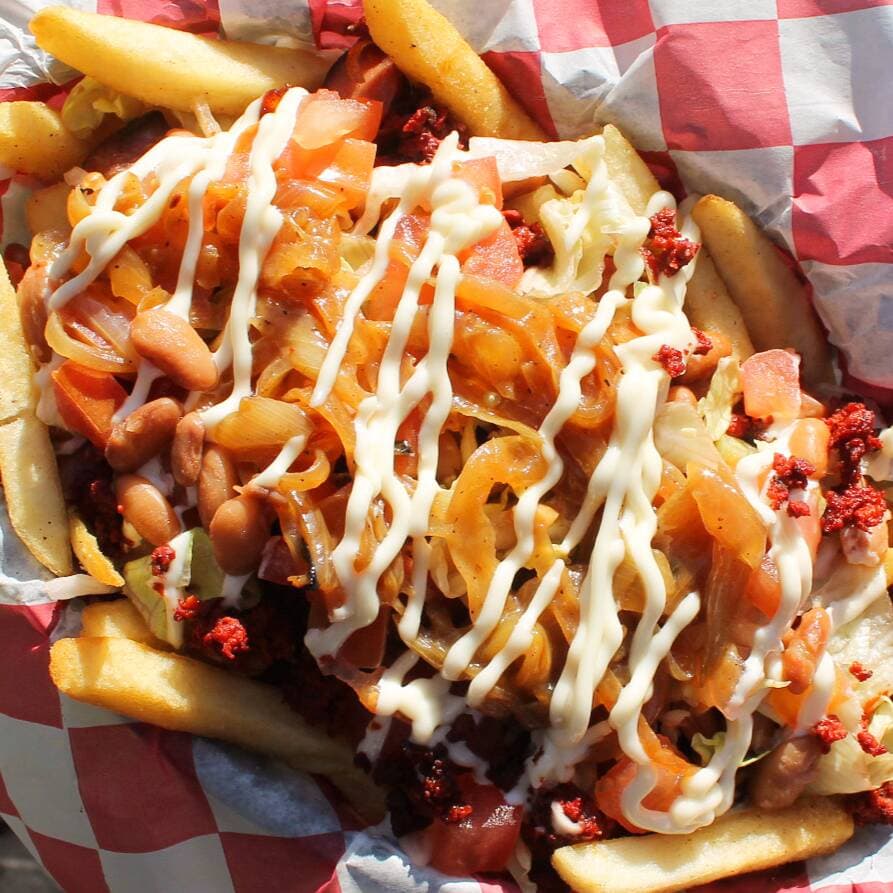 Salchipapas.