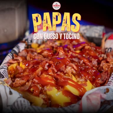 Papas a la Francesa con queso y tocino 300g