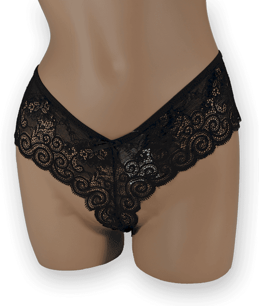 TANGA ENCAJE ANCHA BASICA NEGRO EXTRAGRANDE