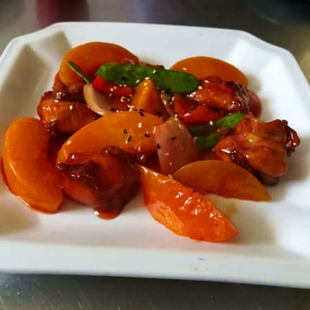 Pollo con Durazno