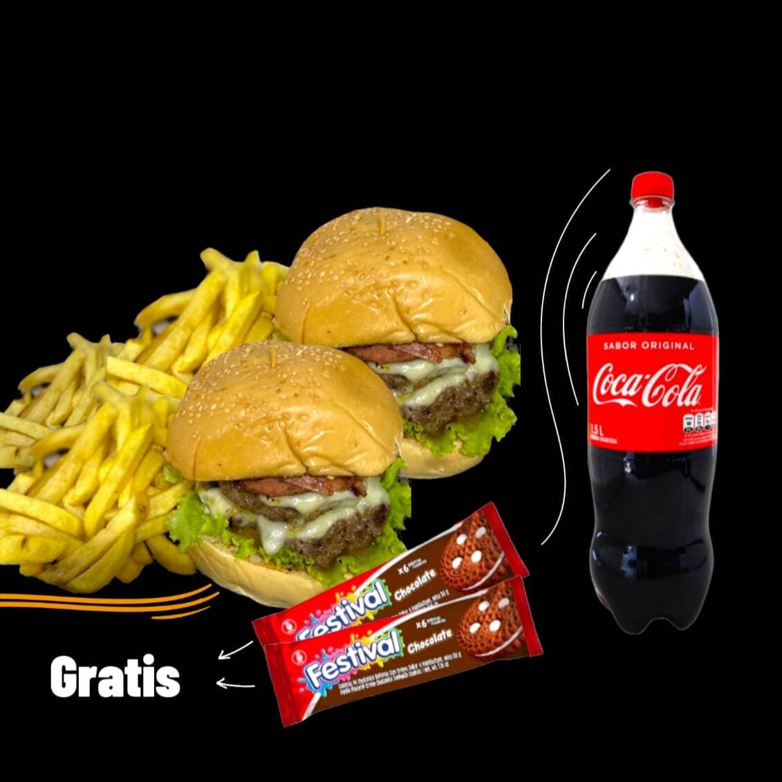 (2) Burgers Doble Carnes y Chorizo + Gaseosa 1,5lt