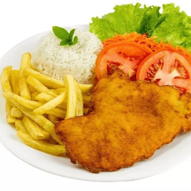 Milanesa de Pollo con Papas Fritas y Arroz