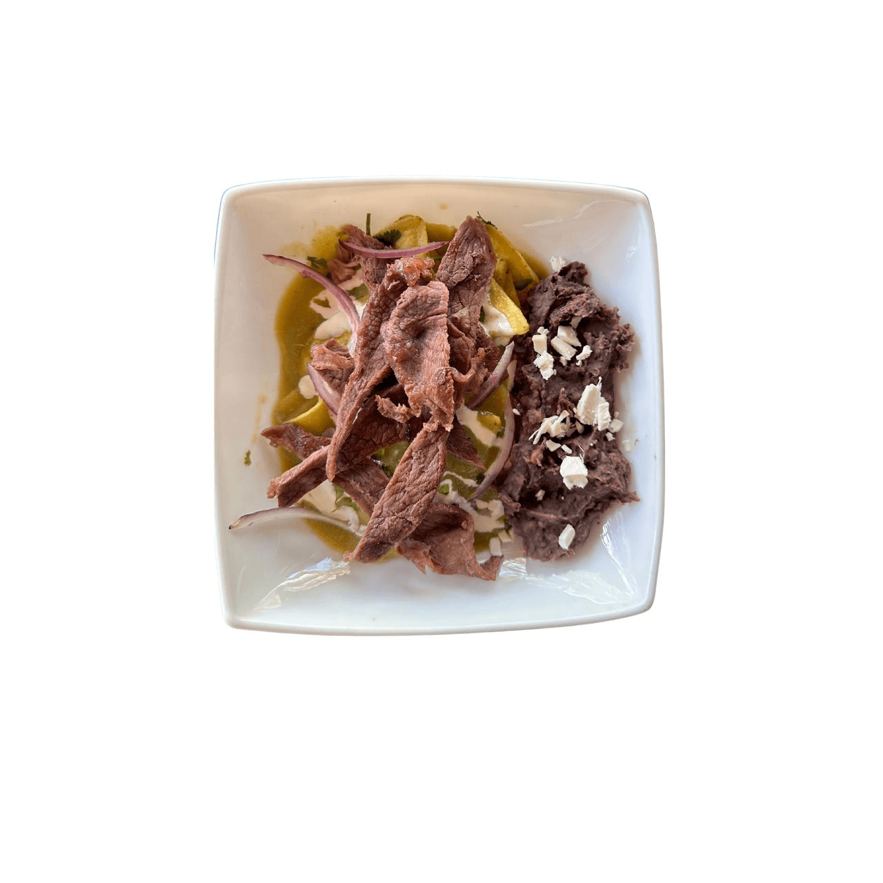 Chilaquiles Rojos o Verdes con Bistec de Res