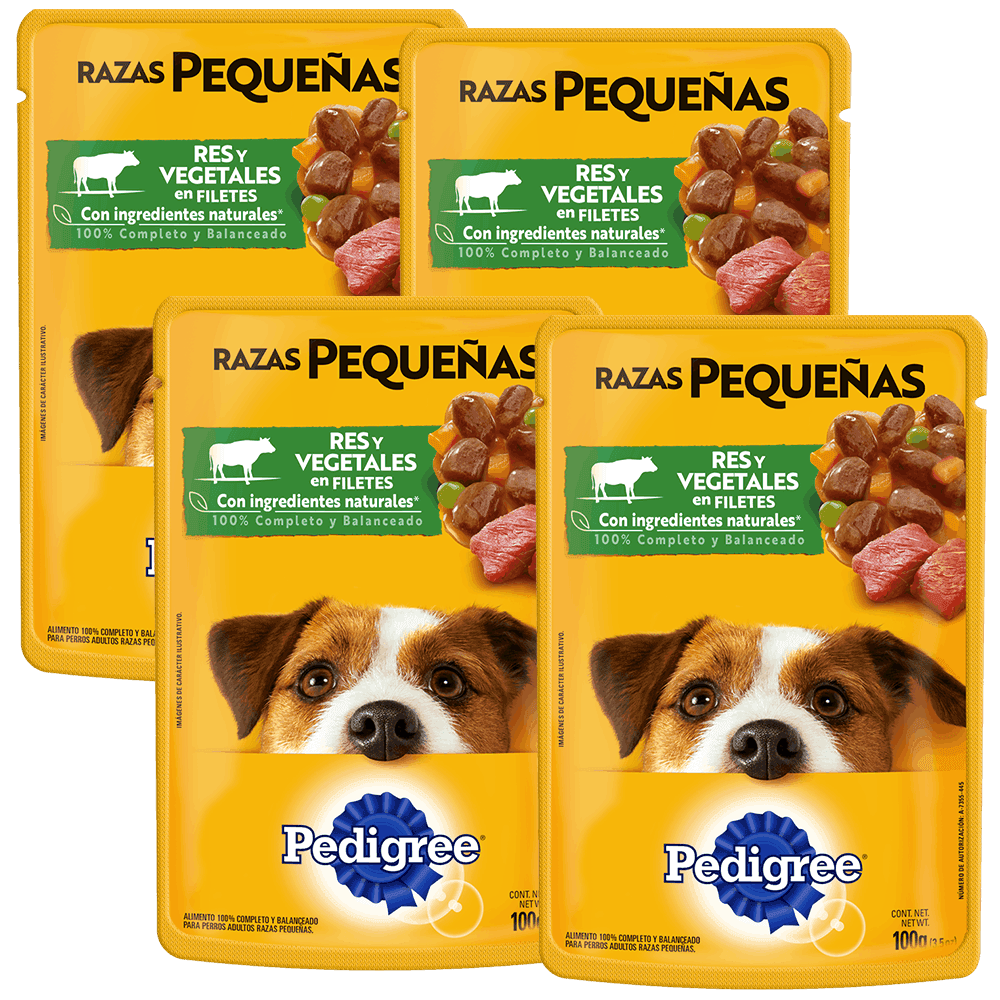4 PEDIGREE Raza Peq Res y Vegetales 100gr