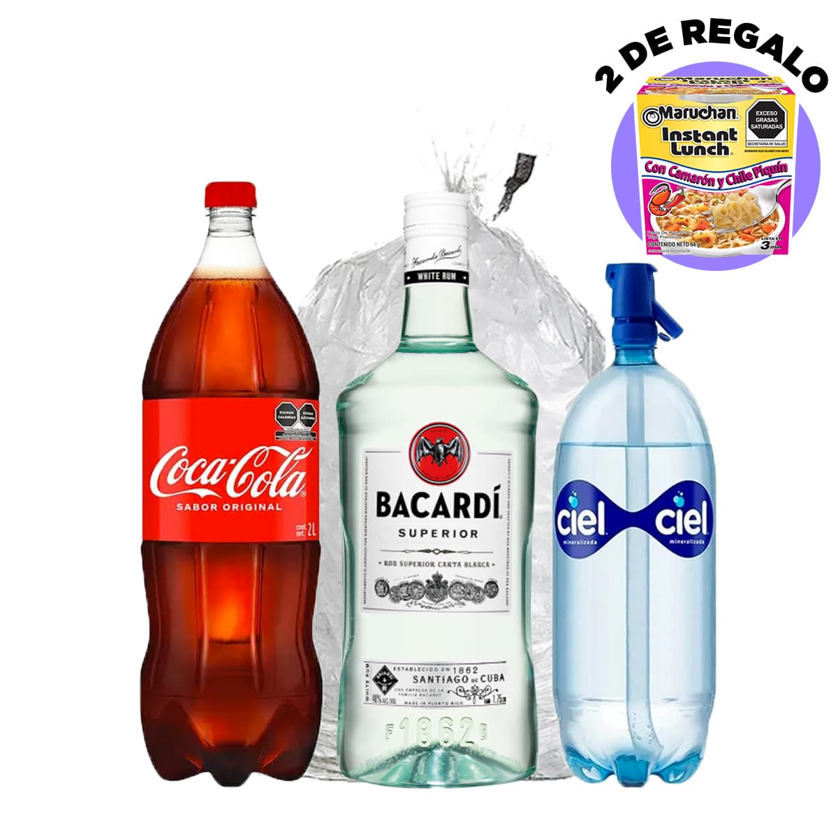 Combo Coca Cola Original 2 L - Bacardi 1.75 L + Re
