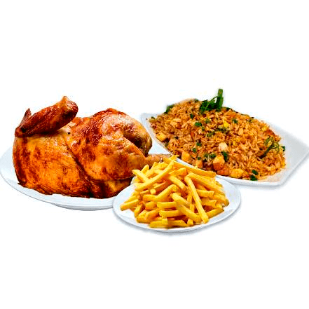 MEDIO POLLO BRASA + PAPAS FRITAS + CHAUFA