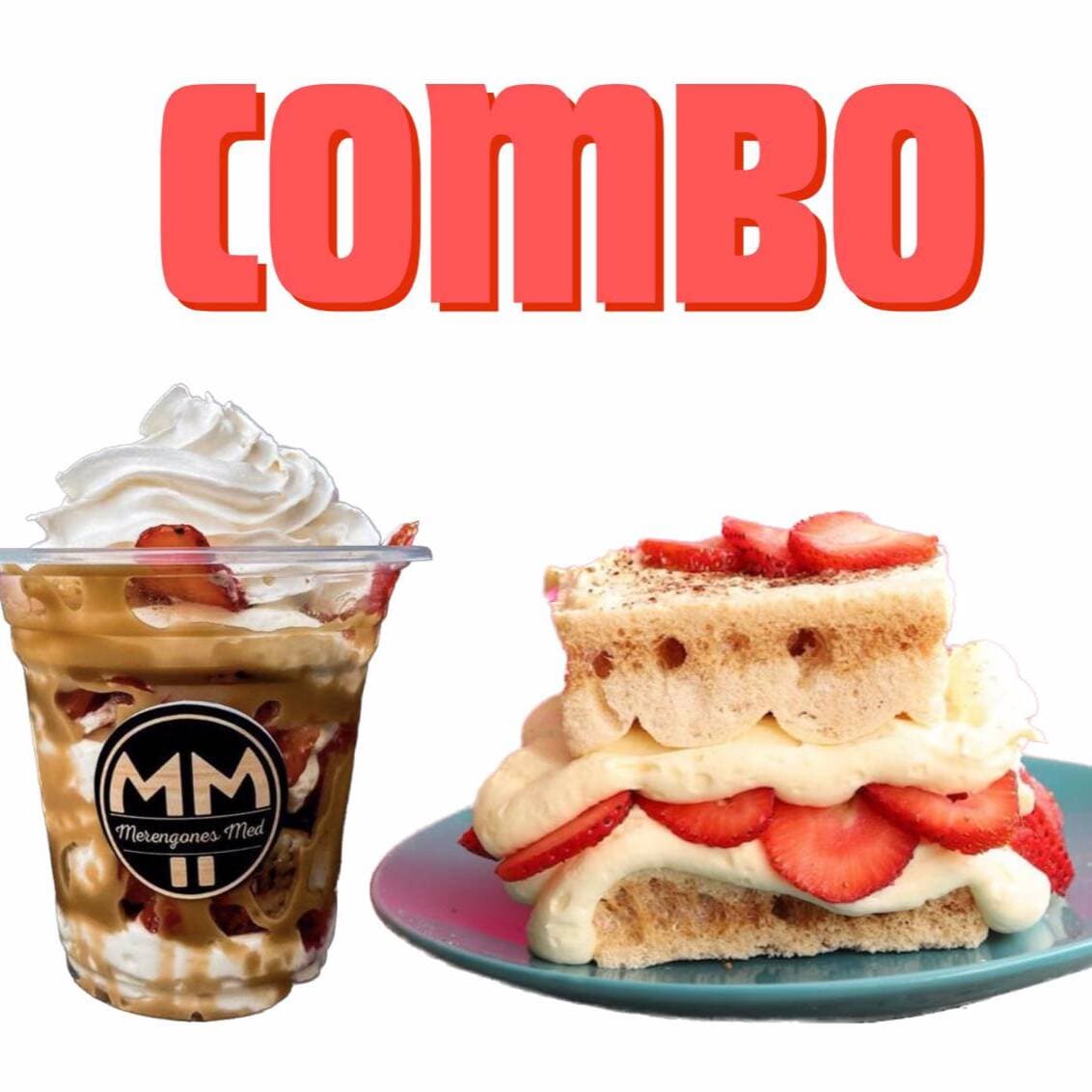 Combo merengon + fresas con crema