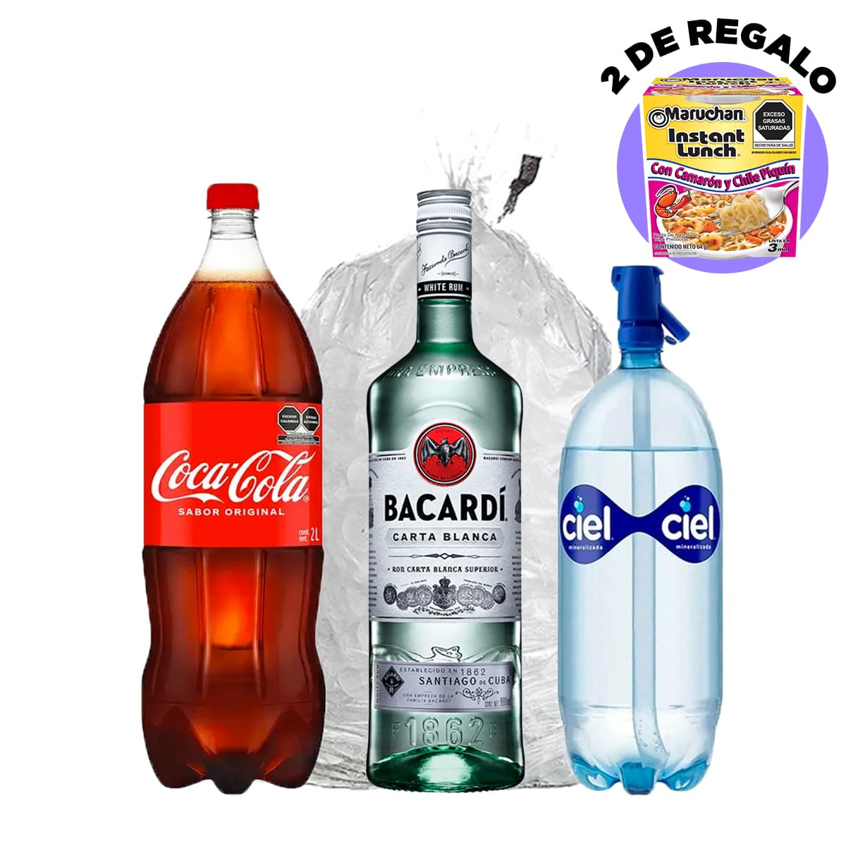Combo Coca Cola Original 2 L - Bacardi 980 ml + Re