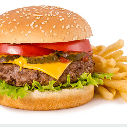 Hamburguesa de casa + papas fritas