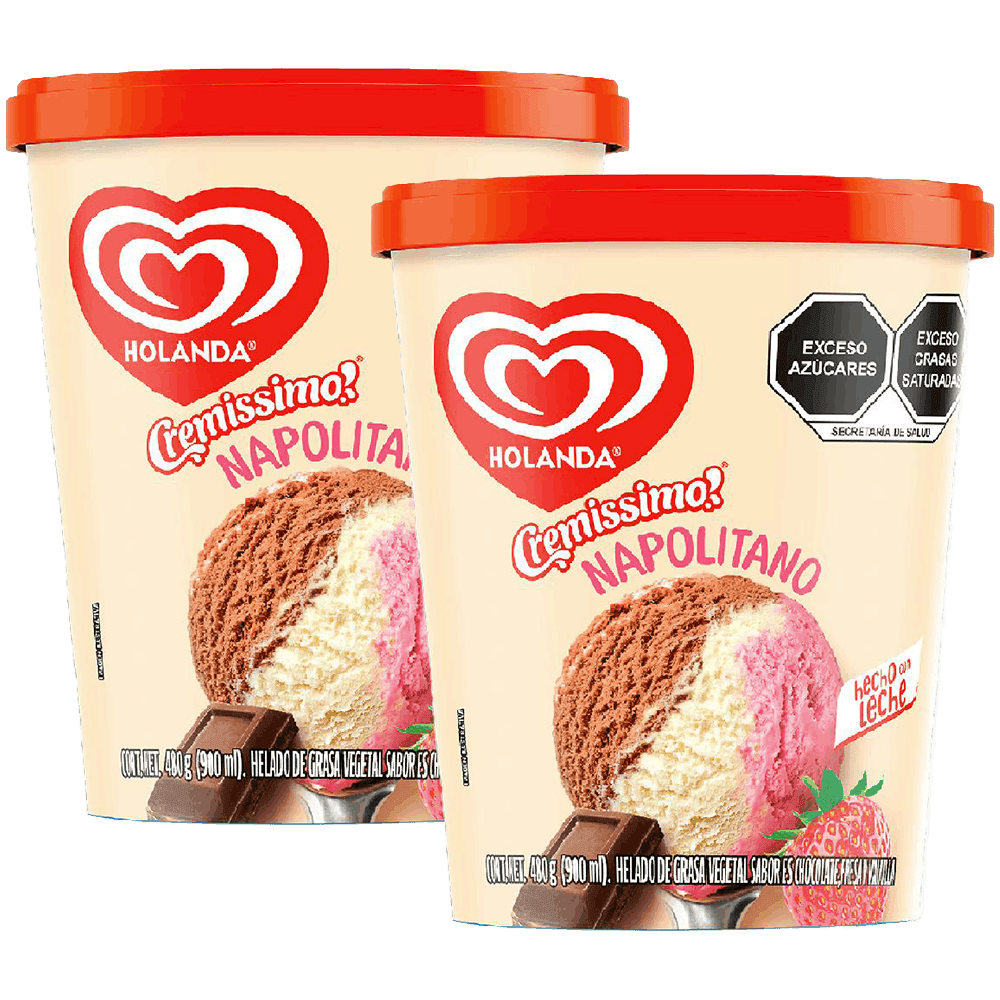 2 HOLANDA HEL NAPOLITANO 900ML