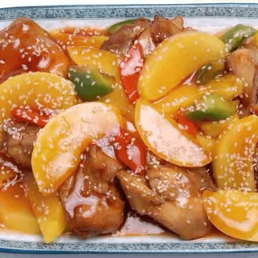 Menú Pollo en Trozos con Durazno