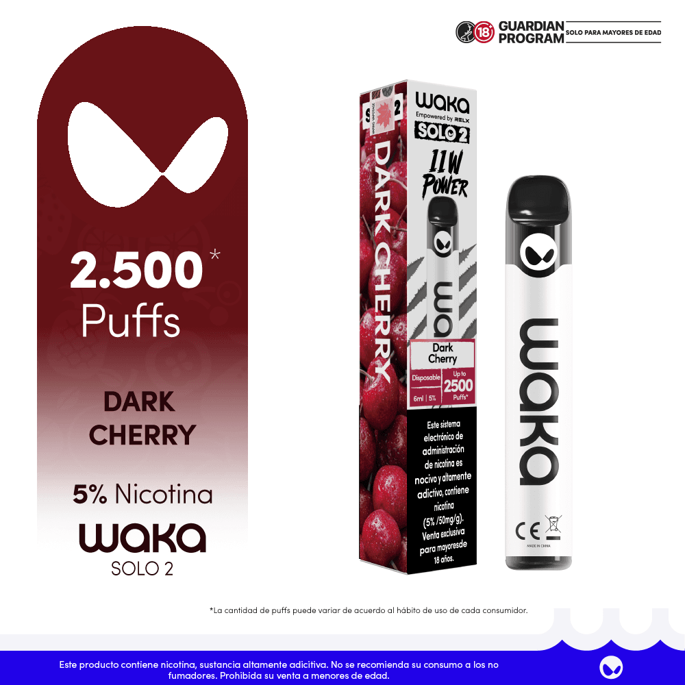 WAKA Vape Solo 2 Dark Cherry-5% 2500 Puff
