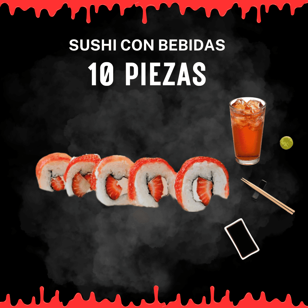 ROLLO FRESAS🍓  + TÈ FRIO ( 10 unidades