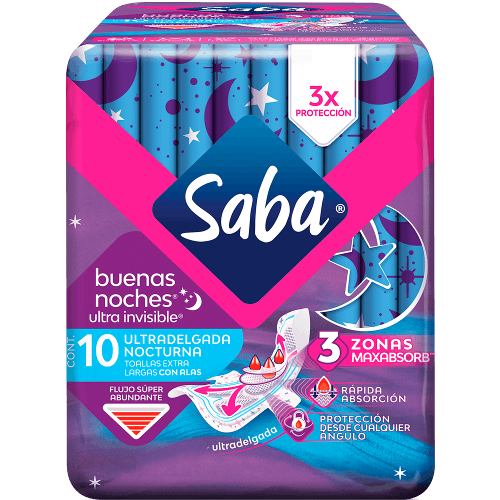 Saba UltraDelagada Nocturna calas 10pz