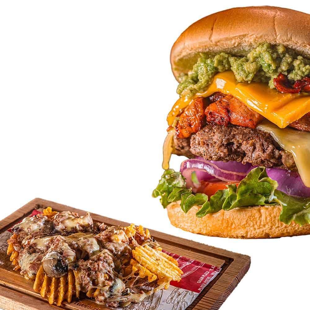 MEXICAN BURGER CON PORCION DE PAPA NACHOS