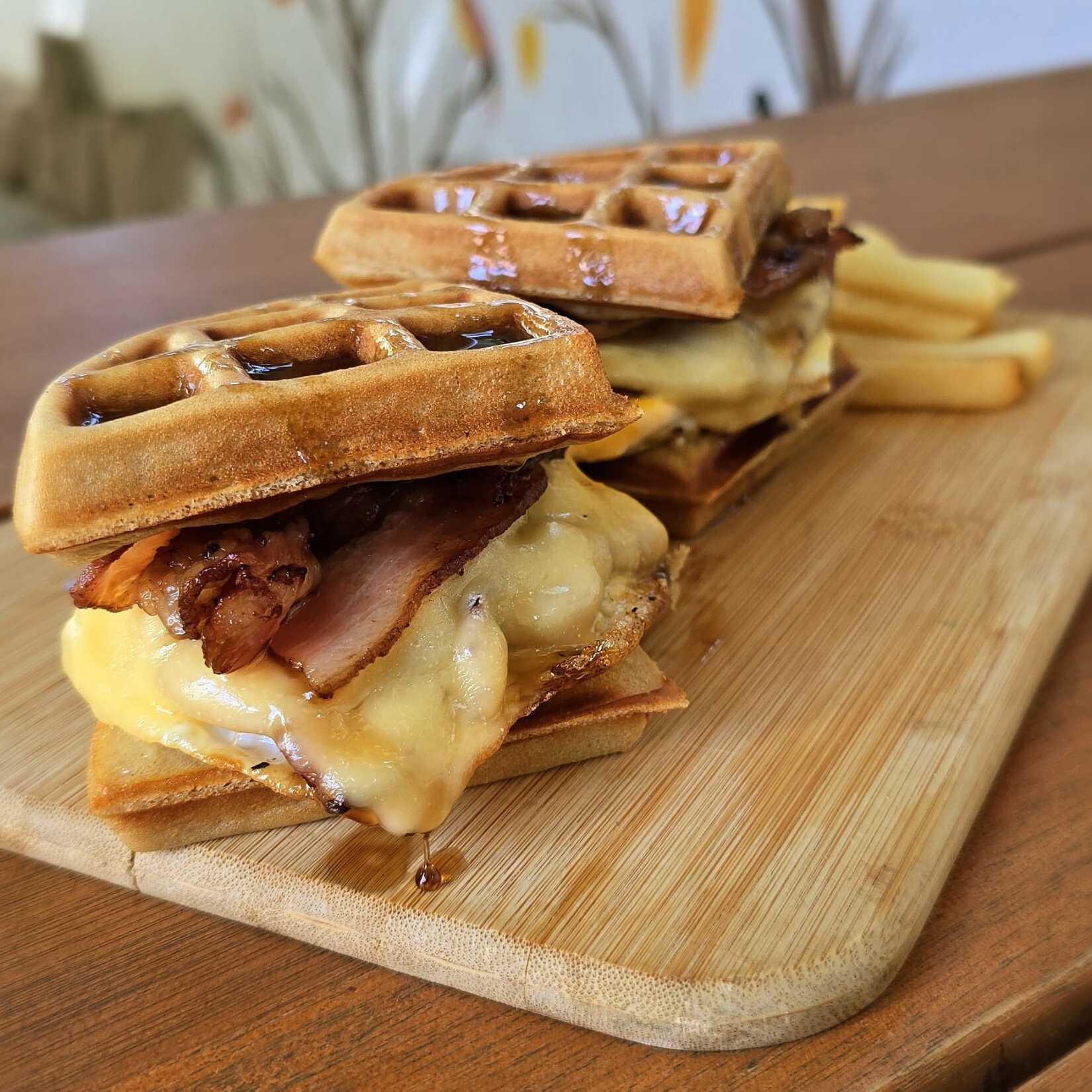 Waffle breakfast sandwich
