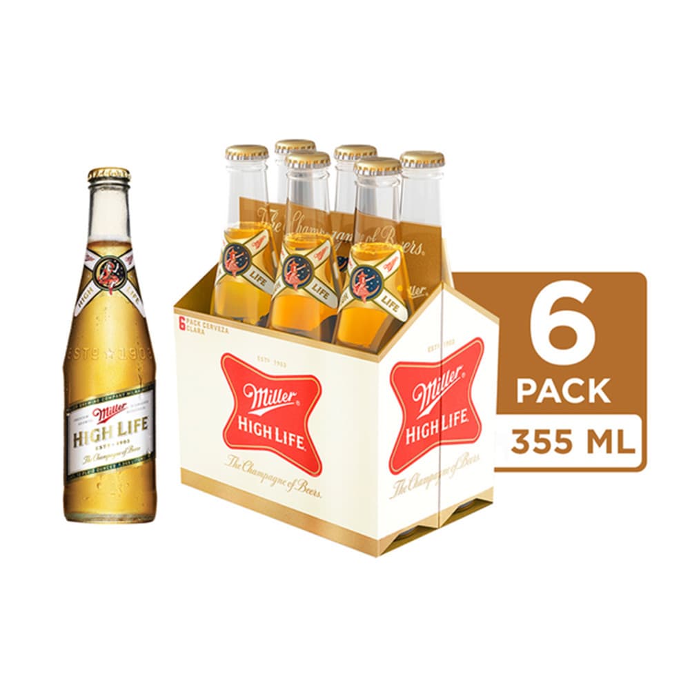 Miller Hihg Life Cerveza Six Pack Botella 355 ml