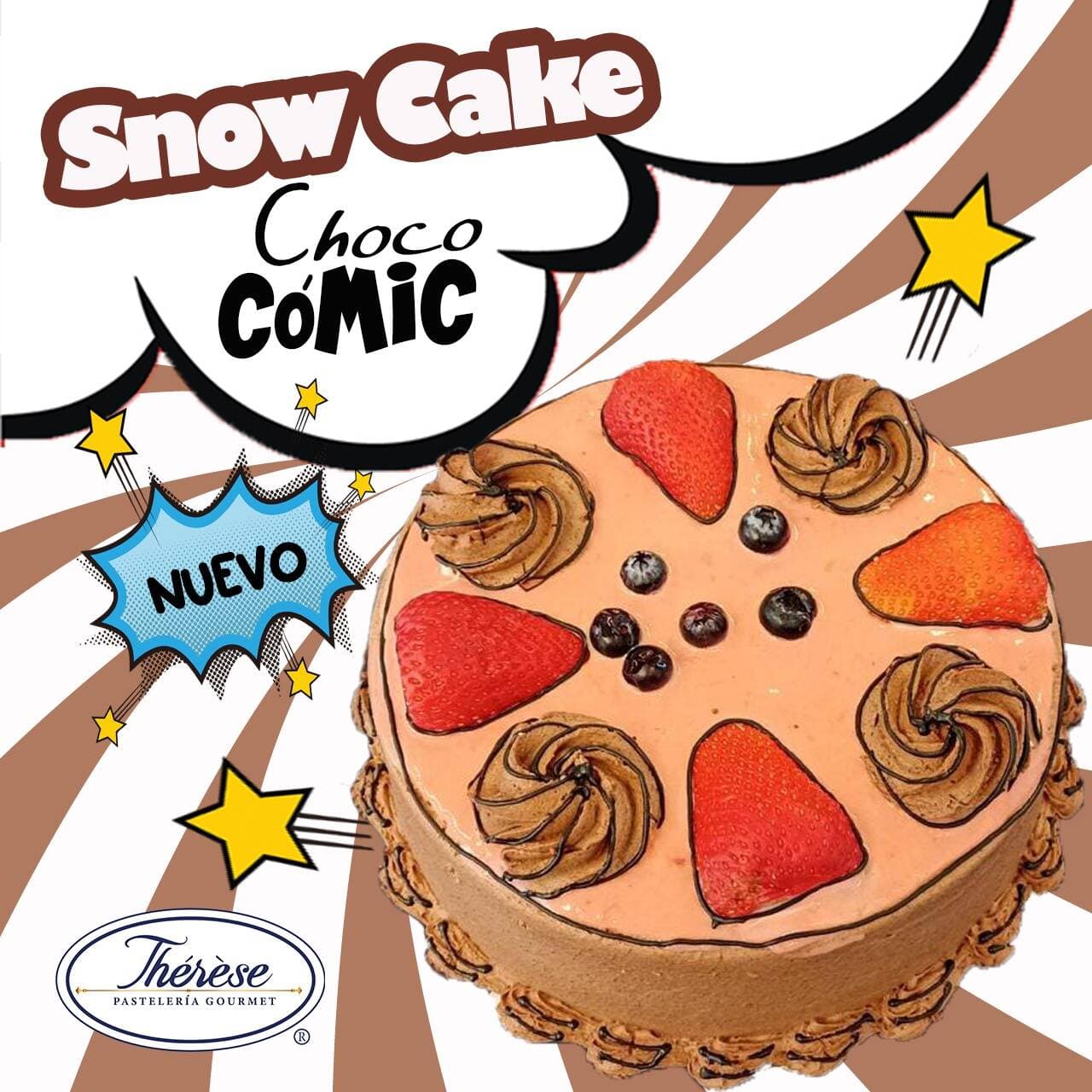 Snow Cake Choco Cómic de Fresa. Tamaño Grande.