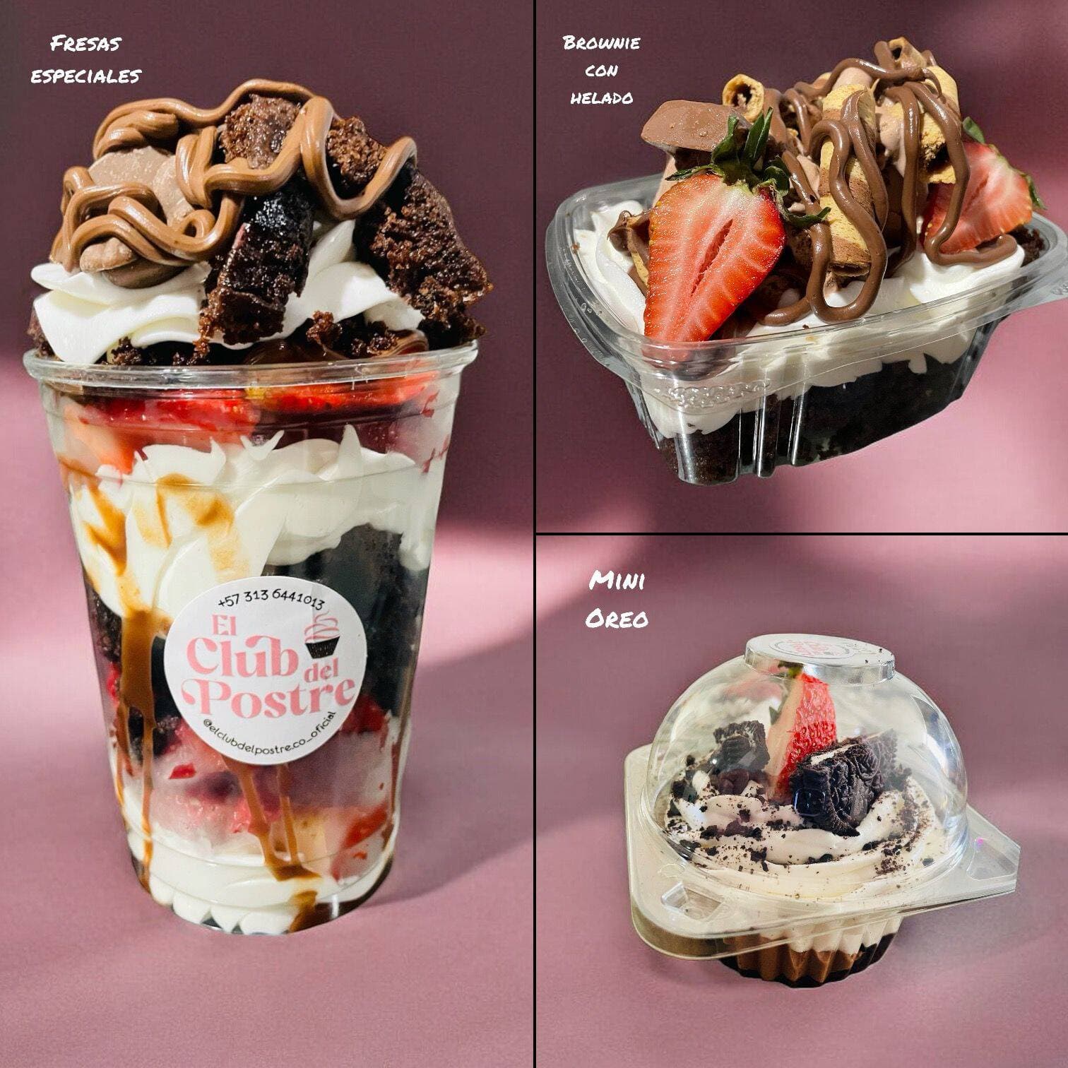 COMBO- Brownie con helado + Fresas Esp + Mini Oreo