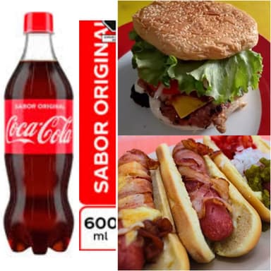 HamburguesaCrujiente+2HotDog C/Tocino+Refresco