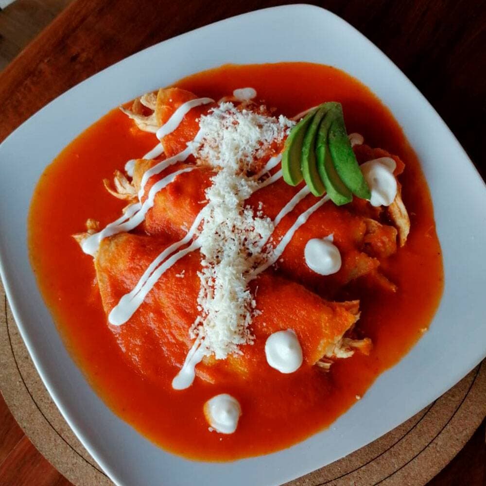 Enchiladas Rojas con Pollo