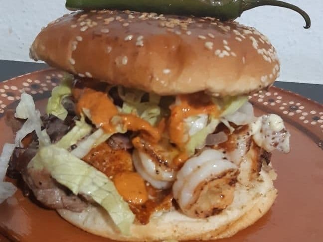 Hamburguesa Asada/Camarón