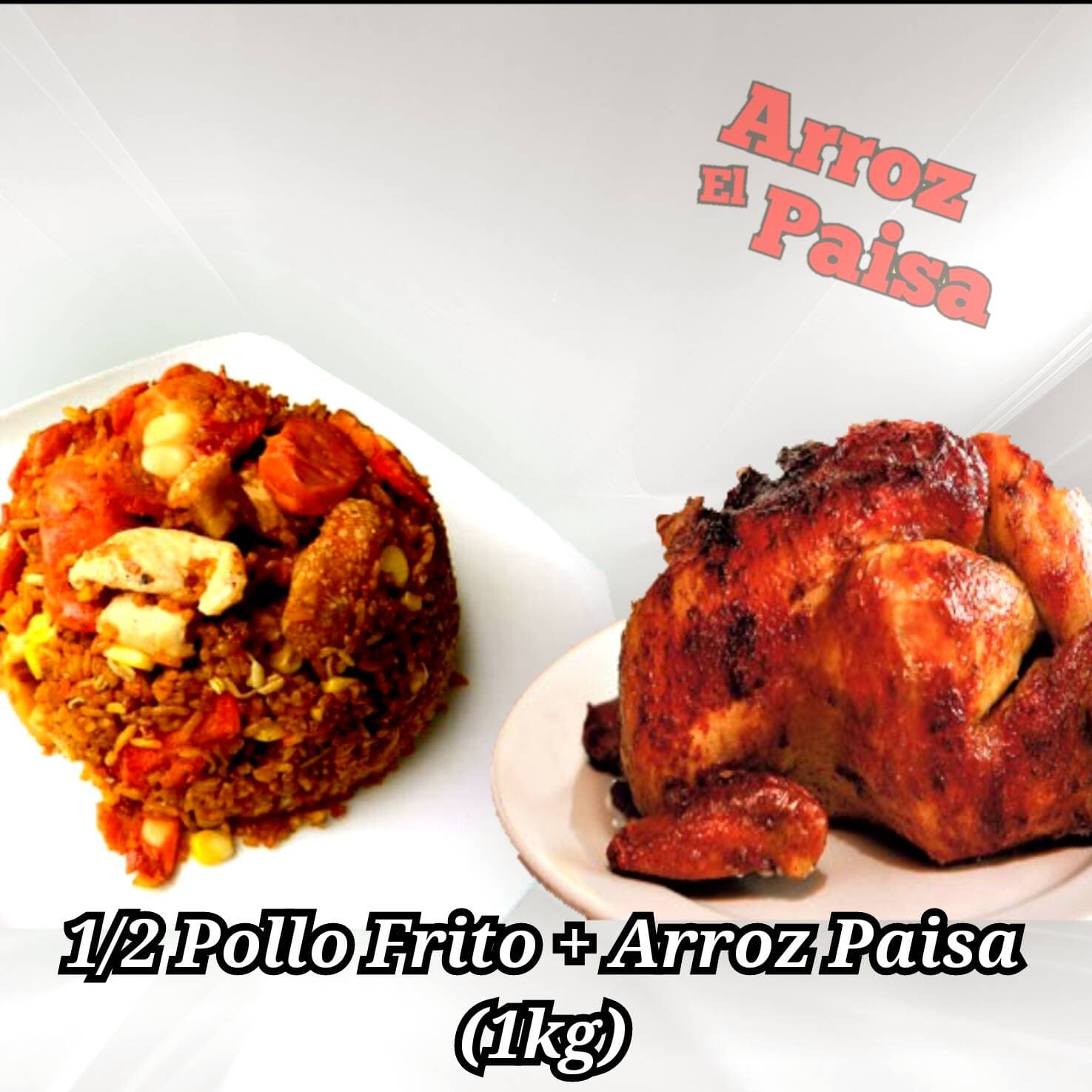 1/2 Pollo Frito + Arroz Paisa (1kg)