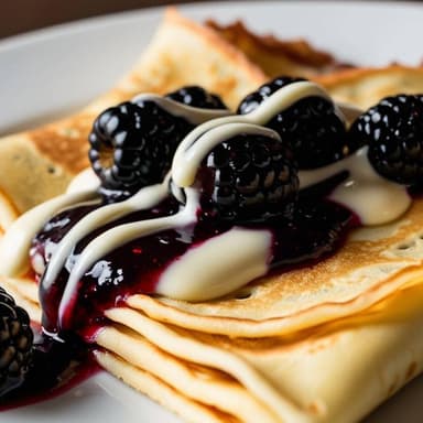 CREPA DE MEMERLADA DE ZARZAMORA CON LECHERA