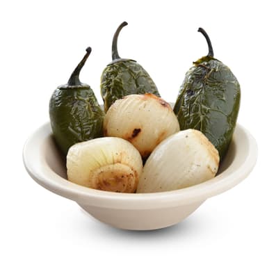 Orden de chiles y cebollas asadas