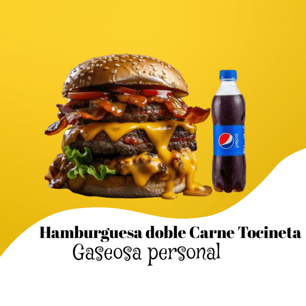 Combo Hamburguesa Doble Carne Tocineta +Gaseosa