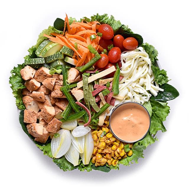 Ensalada Oaxaca Adobado Chicken.