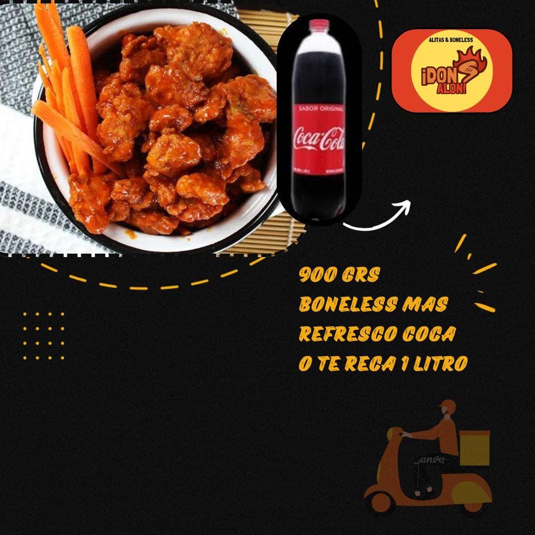 900 grs BONELESS & PAPAS Y REFRESCO