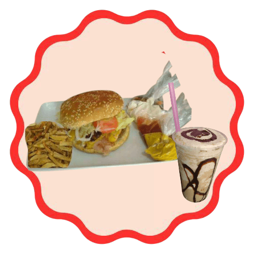 Hamburguesa con Papas mas Frappe