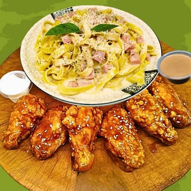 Tu Duo Perfecto Alfredo+6und Alitas Bbq