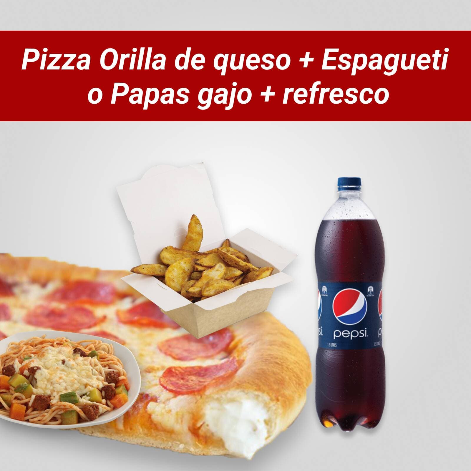 Combo 4 (Pizza Mediana Con Orilla+espa o pa+refre)