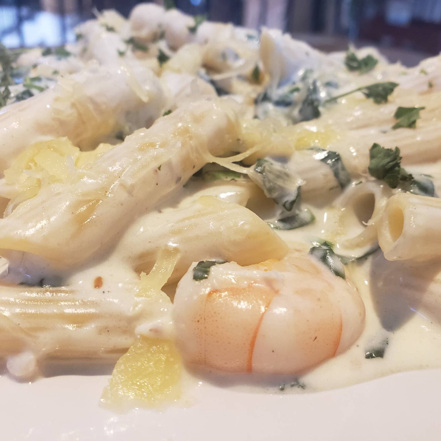 Pasta Camarón Parmesano