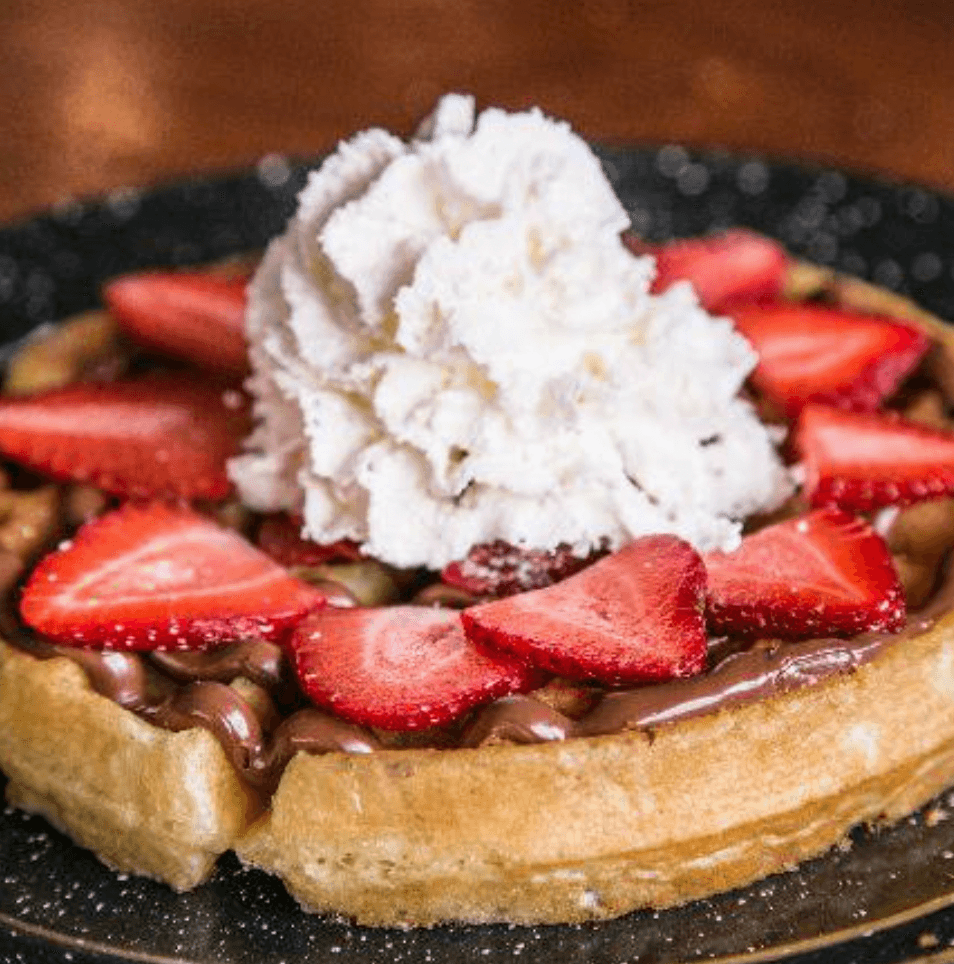Waffle de nutella y fresas