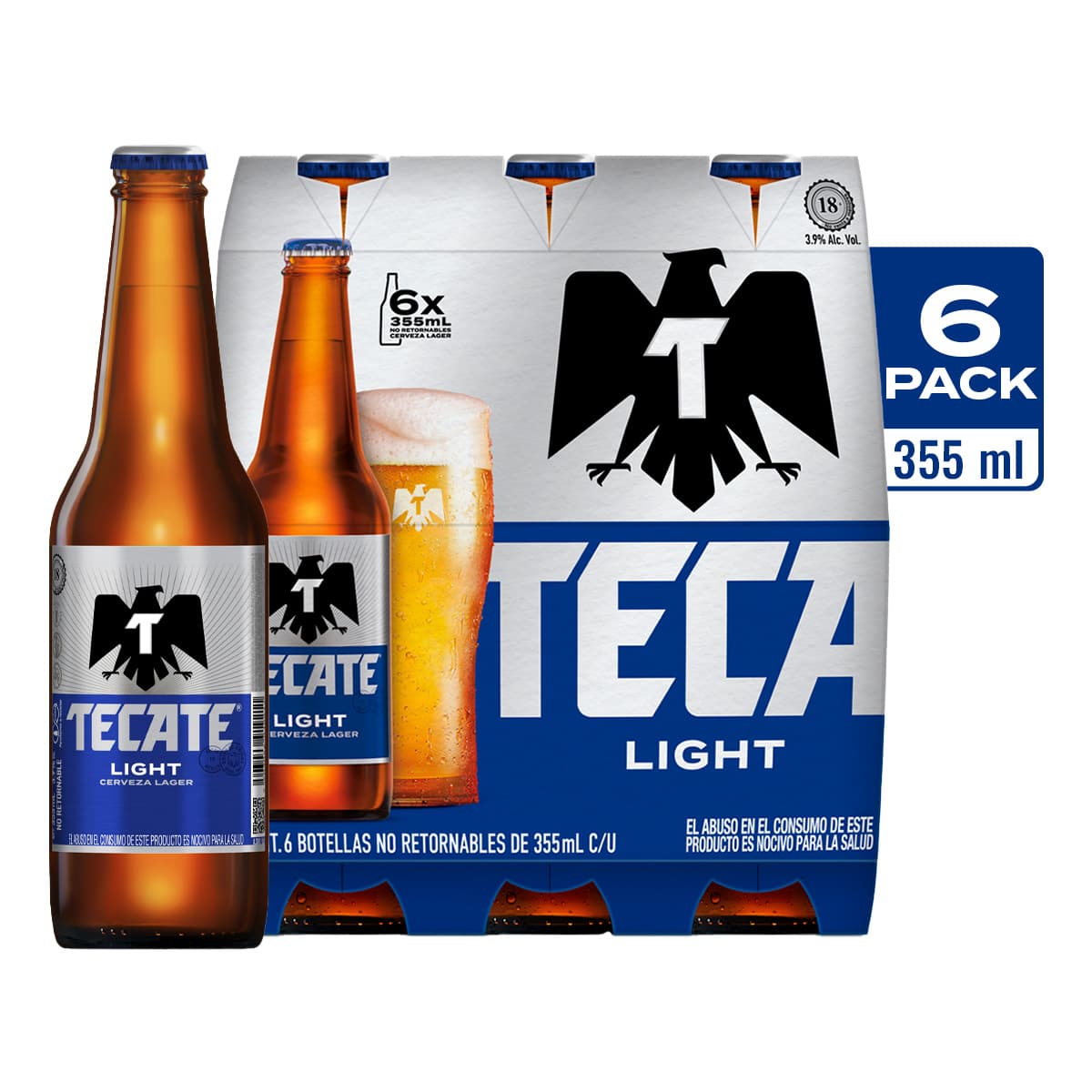 Tecate Cerveza Light Six Pack Botella NR 355 ml