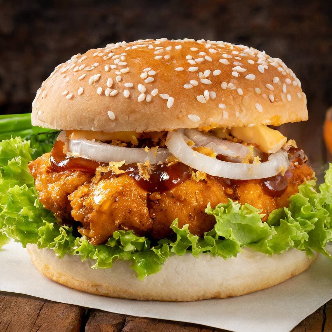 BBQ Chicken Burger (CON PAPAS)