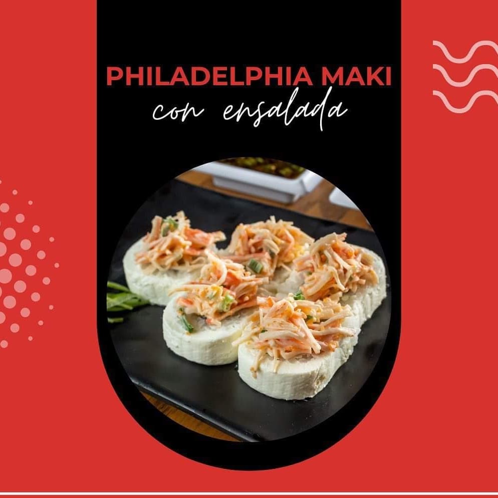 Philadelphia roll con ensalada