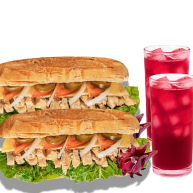 Baguette de pollo + Medio litro de Jamaica