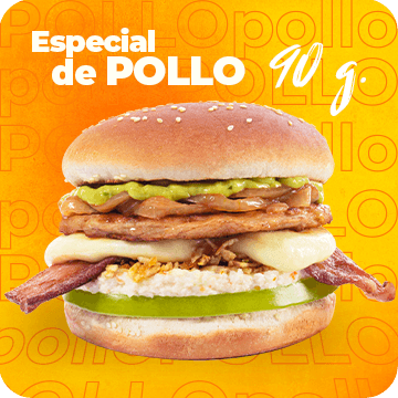 Hamburguesa de Pollo 90 G (Queso & Tocineta)