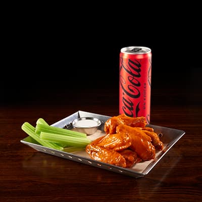 10 Alitas y gratis 5 Alitas + 1 Coca-Cola