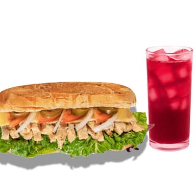 Baguette de Pollo 20cm + 1/2 L Agua de Jamaica